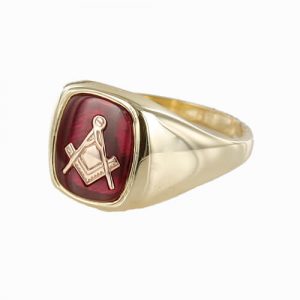 Regalia Store UK 1-161-300x300 9ct Gold Synthetic Ruby Square And Compass Masonic Ring  