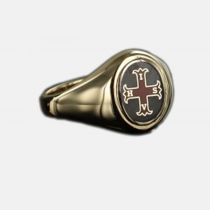 Regalia Store UK 1-186-300x300 Gold Red Cross of Constantine Masonic Ring (Black)- Fixed Head  