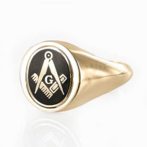 Regalia Store UK 1-240-300x300 Black Reversible 9ct Gold Square and Compass with G Masonic Ring 