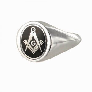Regalia Store UK 1-260-300x300 Black Reversible Solid Silver Square and Compass with G Masonic Ring 