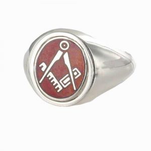 Regalia Store UK 1-354-300x300 Red Reversible Solid Silver Square and Compass Masonic Ring 