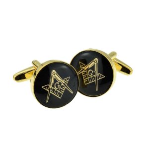 Regalia Store UK x2aj319-300x300 Black & Gold Enamelled Masonic Freemason Cufflinks with G  