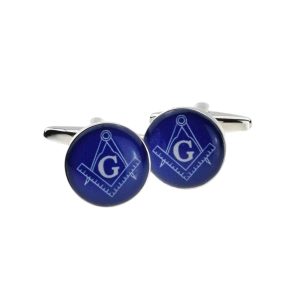 Regalia Store UK x2bocm002-300x300 Round Blue Masonic with G Cufflinks 