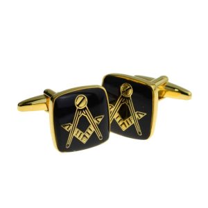Regalia Store UK x2n243-300x300 Black & Gold Plated Masonic Cufflinks No G 