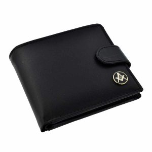 Regalia Store UK xlw1c007-300x300 Black Leather Wallet with Black Masonic Coin Design (Gold with G)  