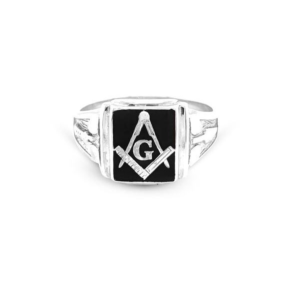 Regalia Store UK Silver-Craft-Detailed-Masonic-Ring-black-g Silver Craft Detailed Masonic Ring  