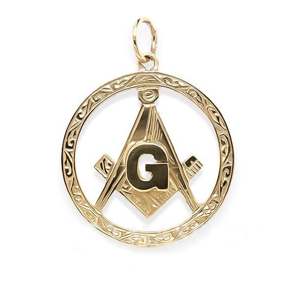 Regalia Store UK 1-3 Large Circle Pendant in Gold with the Square and Compass Symbol  