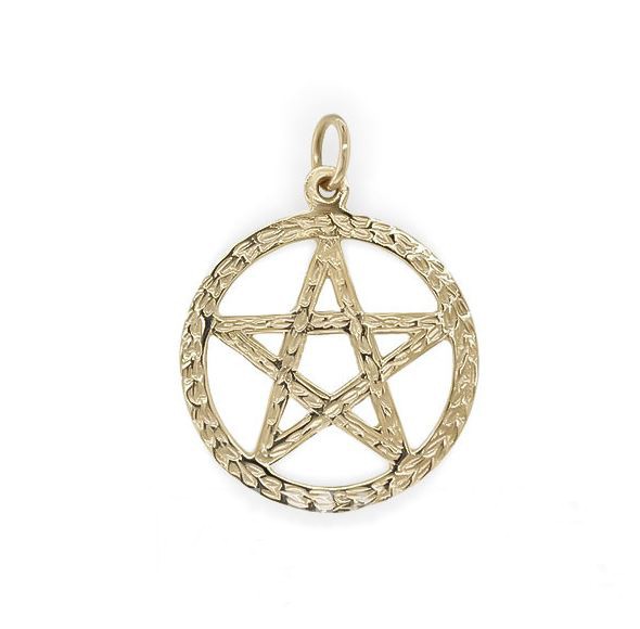 Regalia Store UK 1-4 Large Circle Sacred Pentagram Pendant in 9ct Yellow Gold (30mm)  