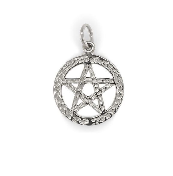 Regalia Store UK 1-9 Small Circle Sacred Pentagram Pendant in Silver (17mm⌀)  