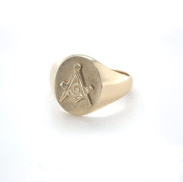 Regalia Store UK 1 Oval Head 9ct Gold Masonic Signet Ring Bearing the Square & Compass Symbol/Seal  