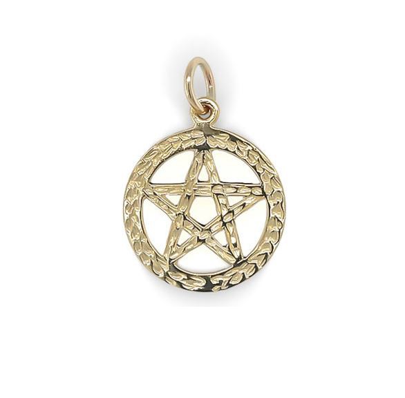 Regalia Store UK 11-3 Small Circle Sacred Pentagram Pendant in Gold (17mm⌀)  