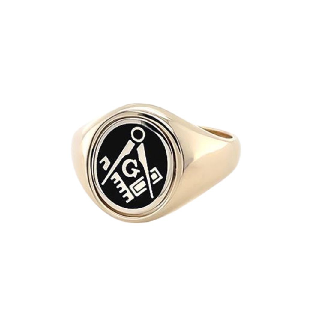 Regalia Store UK 9ct-Gold-Reversible-Oval-Head-Square-and-Compass-Masonic-Ring-Black-G 9ct Gold Reversible Oval Head Square and Compass Masonic Ring  