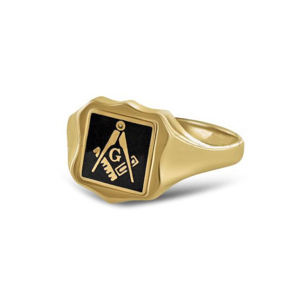 Regalia Store UK 9ct-Gold-Reversible-Shield-Head-Square-and-Compass-Masonic-Ring-black-G 9ct Gold Reversible Shield Head Square and Compass Masonic Ring  