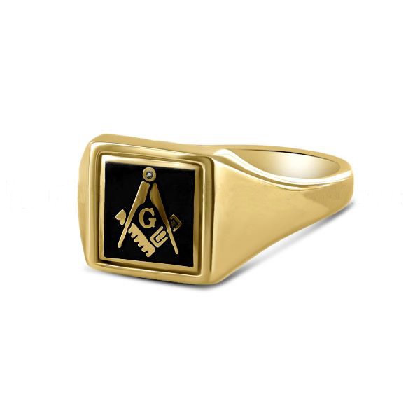 Regalia Store UK 9ct-Reversible-Square-Head-Square-and-Compass-Masonic-Ring-Black-G 9ct Reversible Square Head Square and Compass Masonic Ring  