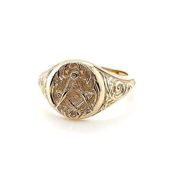 Regalia Store UK 9ct-Yellow-Gold-Craft-Square-Compass-Engraved-Masonic-Ring 9ct Yellow Gold Craft Square & Compass Engraved Masonic Ring  