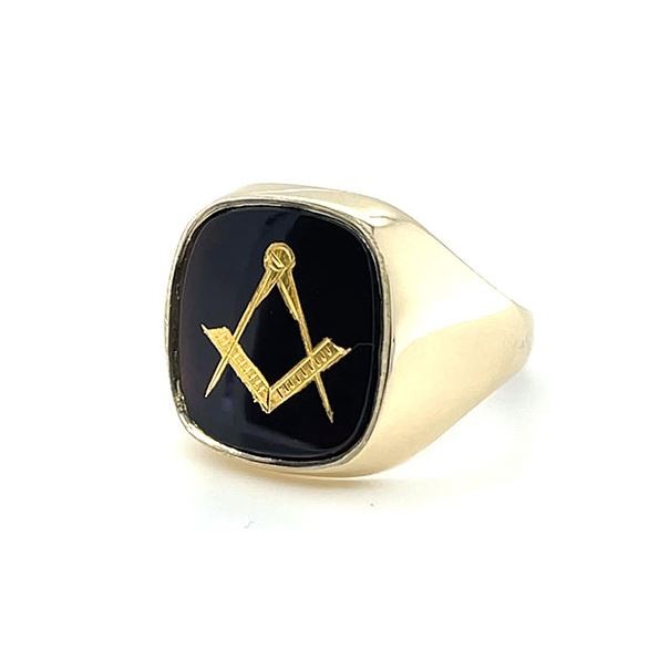 Regalia Store UK 9ct-Yellow-Gold-Large-Craft-Square-Compass-Ring 9ct Yellow Gold Large Craft Square & Compass Ring  