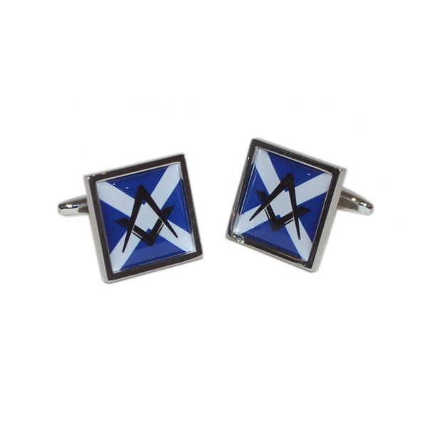 Regalia Store UK Cufflinks-Scottish-Saltire-Flag-with-Masonic-no-G-design Cufflinks Scottish Saltire Flag with Masonic (no G) design  