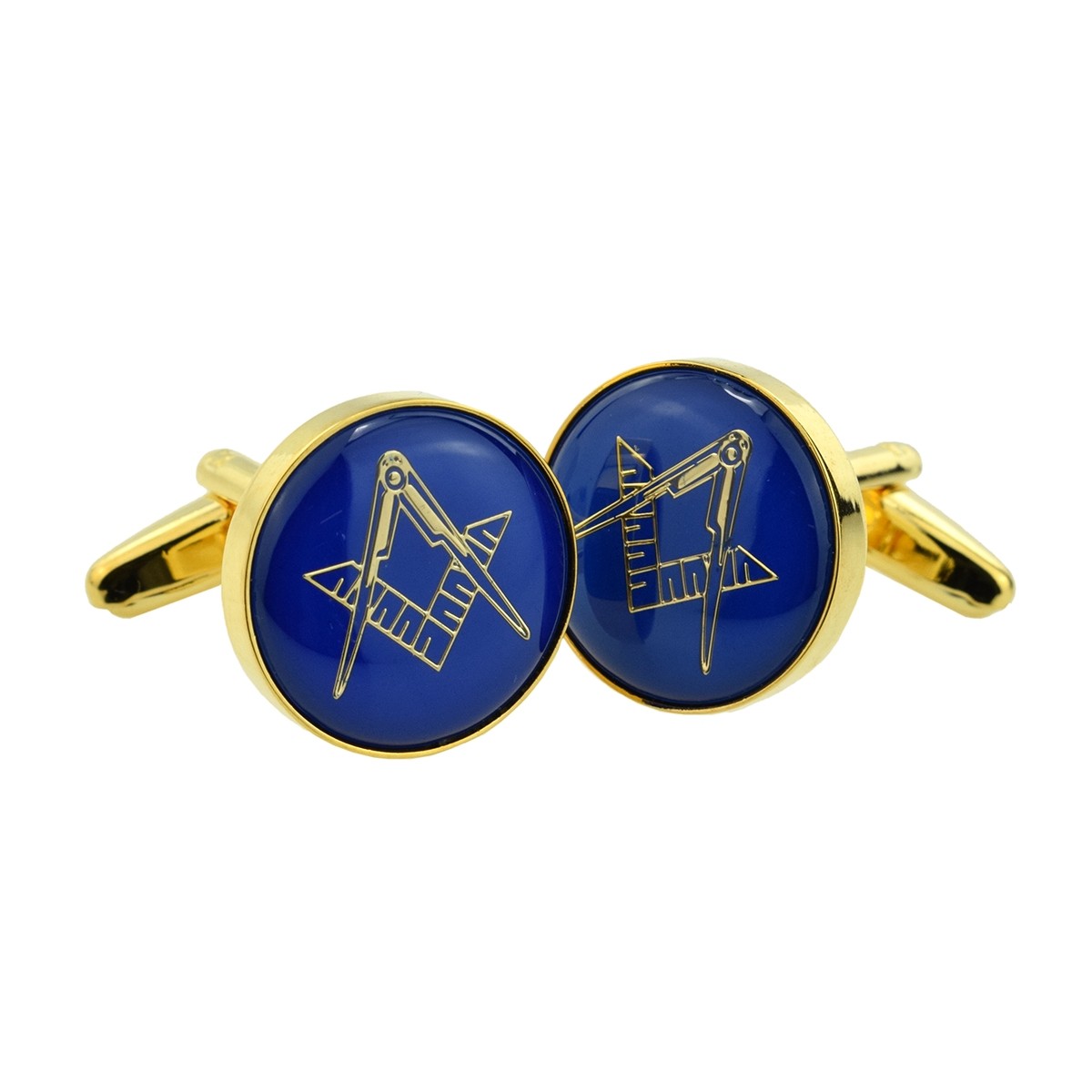 Regalia Store UK Gold-Plated-Dark-Blue-Masonic-Cufflinks Gold Plated Dark Blue Masonic Cufflinks  