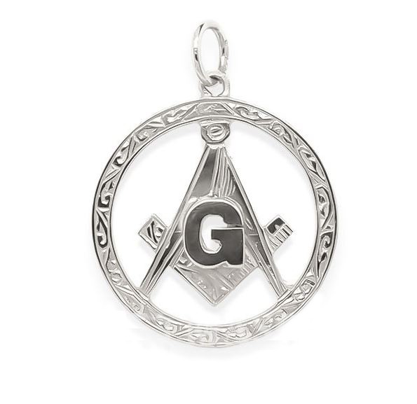 Regalia Store UK Large-Circle-Pendant-in-Silver-with-the-Square-and-Compass-Symbol Large Circle Pendant in Silver with the Square and Compass Symbol  