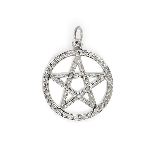 Regalia Store UK Large-Circle-Sacred-Pentagram-Pendant-in-Silver-25mm Large Circle Sacred Pentagram Pendant in Silver (25mm)  