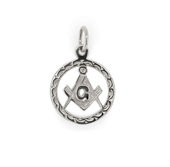 Regalia Store UK Small-Circle-Pendant-in-Silver-with-the-Square-and-Compass-Symbol Small Circle Pendant in Silver with the Square and Compass Symbol  