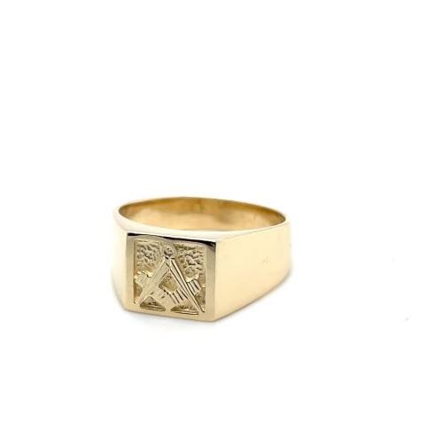 Regalia Store UK Solid-9ct-Yellow-Gold-Masonic-Signet-Ring-Plain Solid 9ct Yellow Gold Masonic Signet Ring  