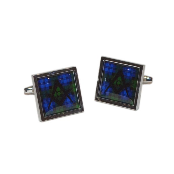 Regalia Store UK true-2-1 Cufflinks Black Watch Scottish Tartan with Masonic design With G/Without G  