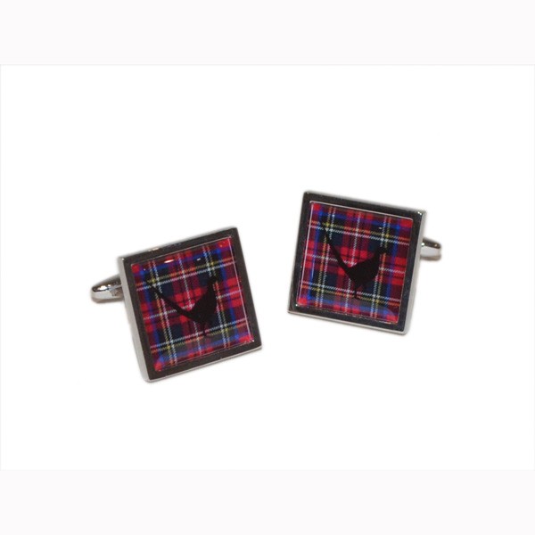 Regalia Store UK true-2 Cufflinks Royal Stewart Scottish Tartan with Pheasant design  