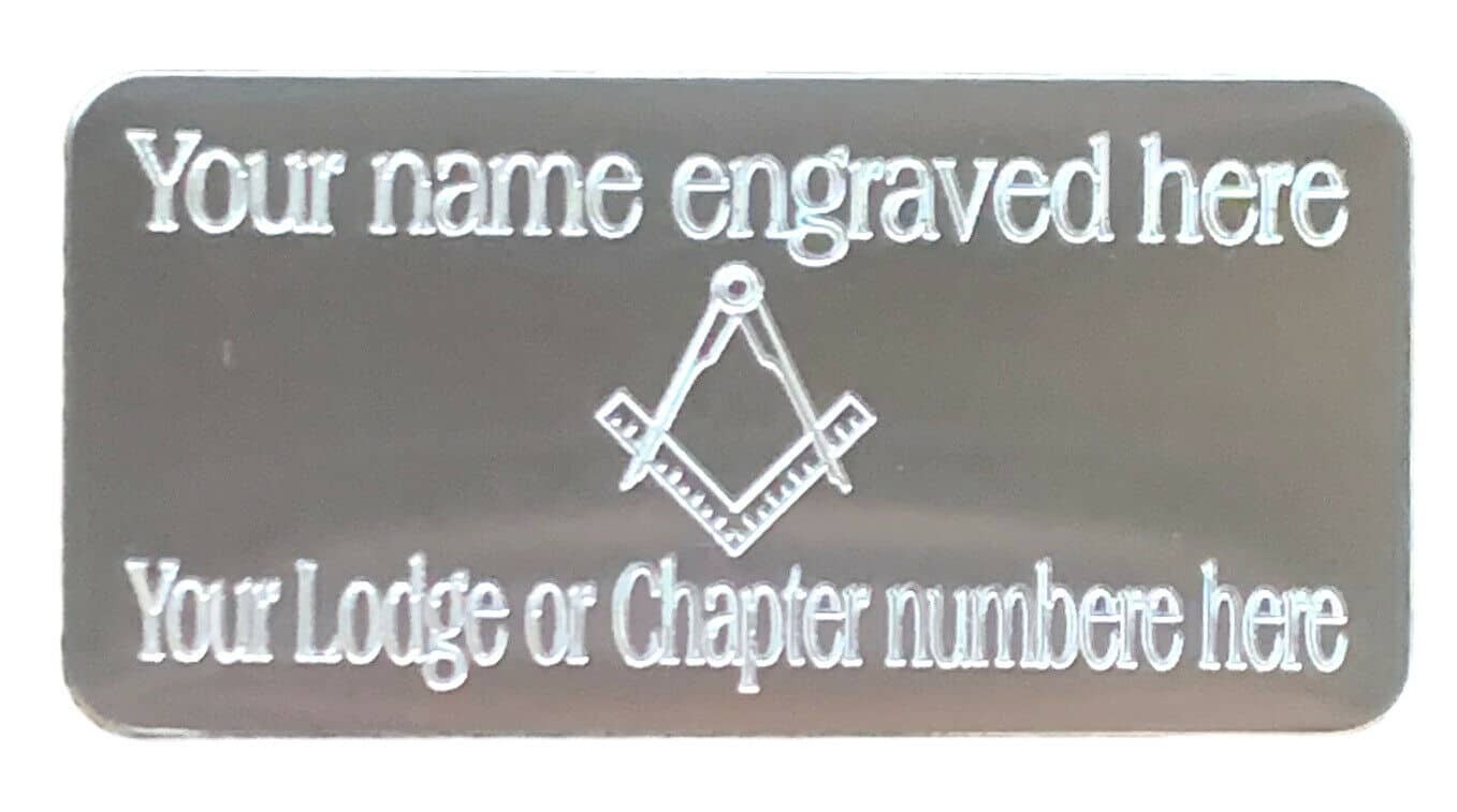 Regalia Store UK MP11S (MP11) 50 Mm X 25 Mm Personalised Masonic Regalia Case Silver/Gold Plate No G  