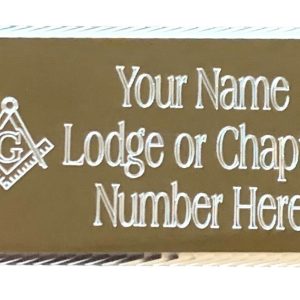 (MP13) Personalised 60 Mm X 35 Mm Gold Masonic Crest With G Case Plate