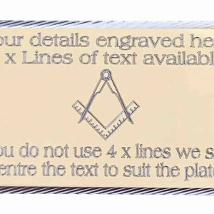 (MP16) Personalised 60 Mm X 35 Mm Gold Masonic Crest No G Case Name Plate