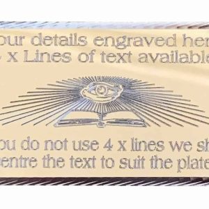 (MP17) Personalised 60 Mm X 35 Mm Gold Masonic All Seeing Eye Case Name Plate