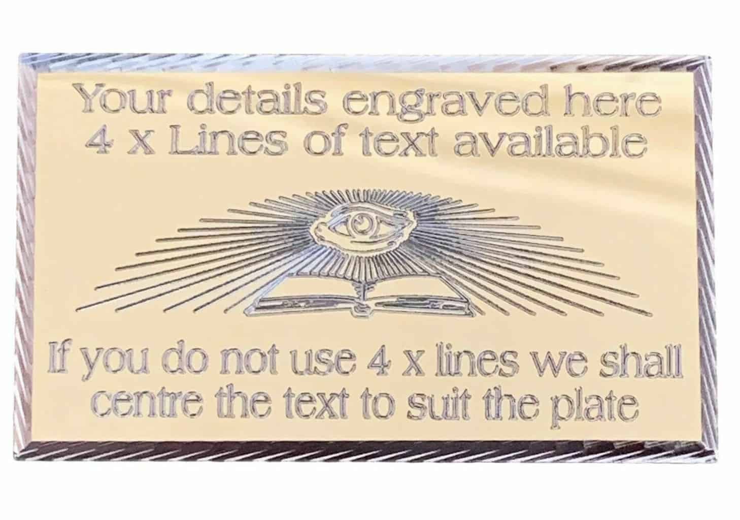 Regalia Store UK MP17 (MP17) Personalised 60 Mm X 35 Mm Gold Masonic All Seeing Eye Case Name Plate  