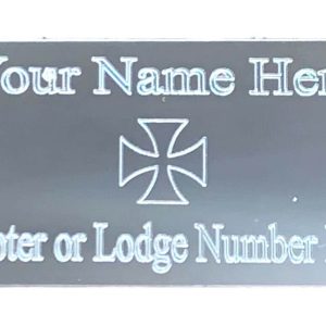 (MP23) 50 Mm X 25 Mm Personalised Masonic Knights Templar Silver/Gold Case Plate