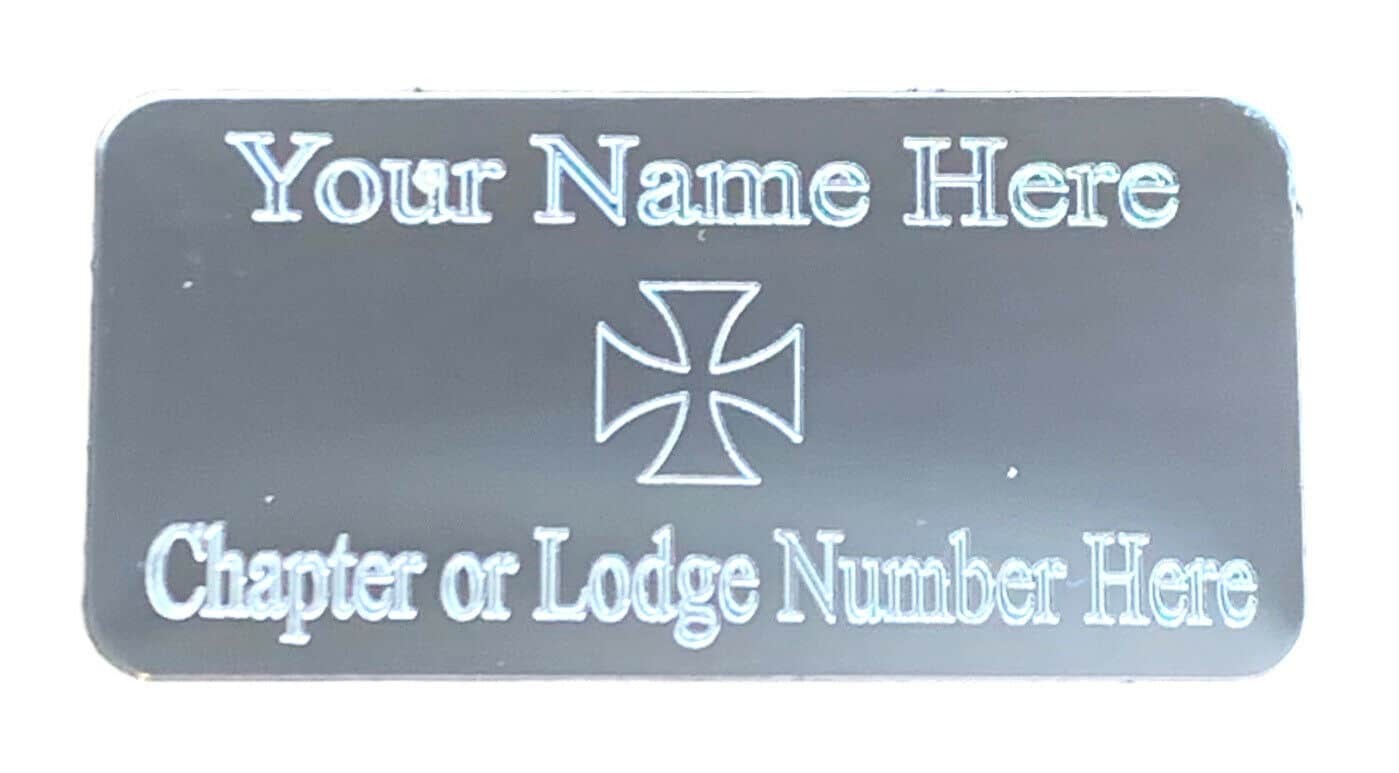 Regalia Store UK MP23 (MP23) 50 Mm X 25 Mm Personalised Masonic Knights Templar Silver/Gold Case Plate  