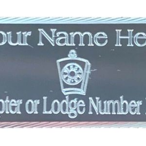 (MP27) 55 Mm X 25 Mm Personalised Masonic Mark Silver / Gold Diamond Cut Case Plate