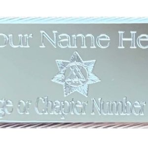 (MP32) 55 Mm X 25 Mm Personalised Masonic Council Diamond Cut Silver Case Plate