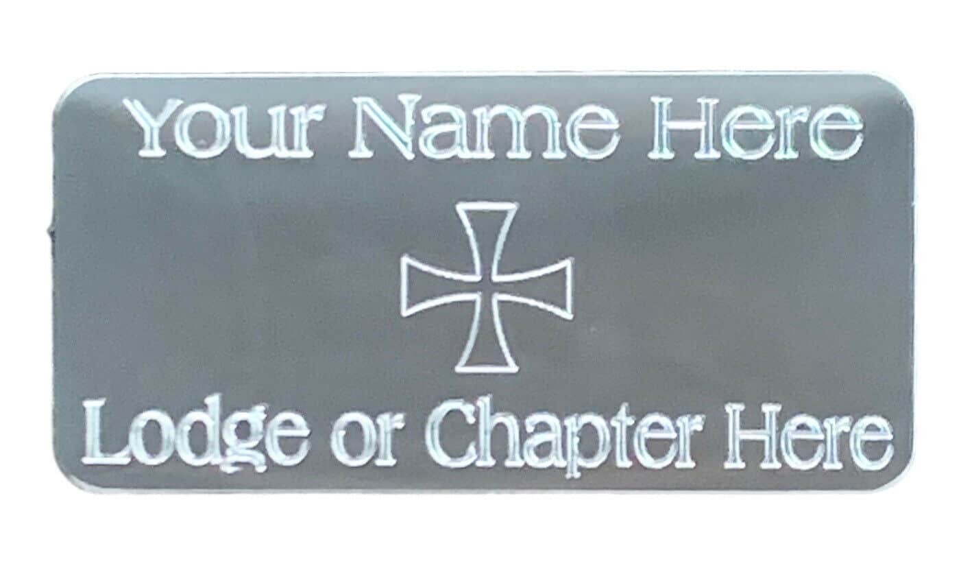 Regalia Store UK MP37 (MP37) 50 Mm X 25 Mm Personalised Masonic Preceptory Gold/Silver Case Plate  