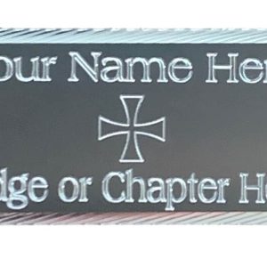 (MP38) 55mm X 25mm Personalised Masonic Preceptory Diamond Cut Silver / Gold Case Plate