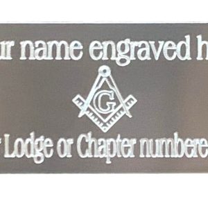 (MP10) 50 Mm X 25 Mm Personalised Masonic Regalia Silver/Gold Case Plate & G